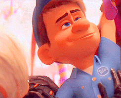 A Close Up Of A Cartoon Character Wearing A Blue Shirt With The Word Fedex On It GIF