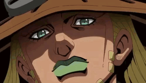A Close Up Of A Cartoon Character Wearing A Hat And A Green Mustache . GIF
