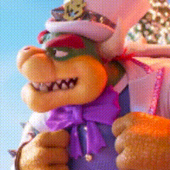a close up of a cartoon character wearing a hat and tie