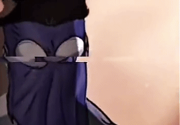 A Close Up Of A Cartoon Character Wearing A Purple Mask And Sunglasses . GIF