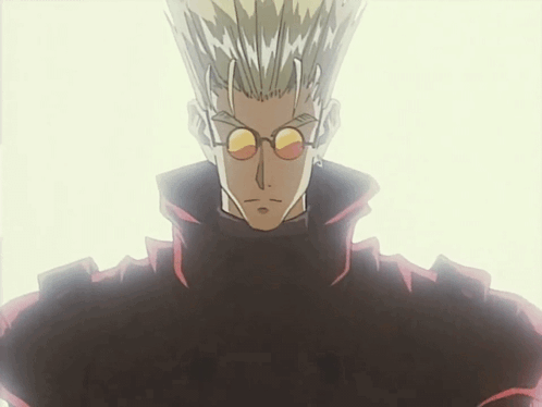 A Close Up Of A Cartoon Character Wearing Glasses And A Black Jacket GIF