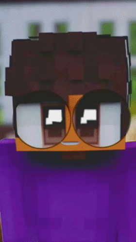 A Close Up Of A Cartoon Character Wearing Sunglasses And A Purple Shirt GIF