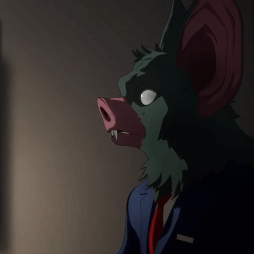 A Close Up Of A Cartoon Character With A Bat 'S Head GIF