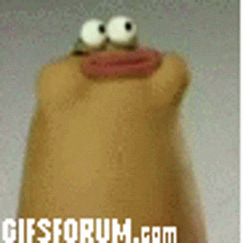 A Close Up Of A Cartoon Character With A Big Mouth And Big Eyes GIF