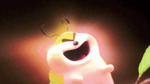 a close up of a cartoon character with a big smile on his face
