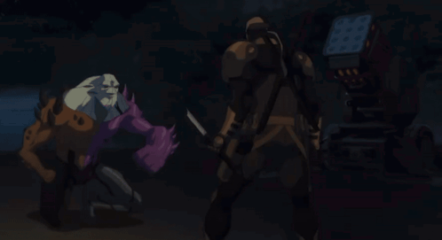 A Close Up Of A Cartoon Character With A Black Mask GIF