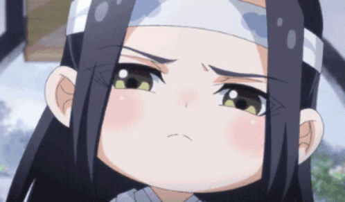 A Close Up Of A Cartoon Character With A Headband On Her Head GIF