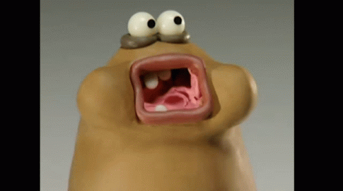 A Close Up Of A Cartoon Character With A Mouth Open GIF