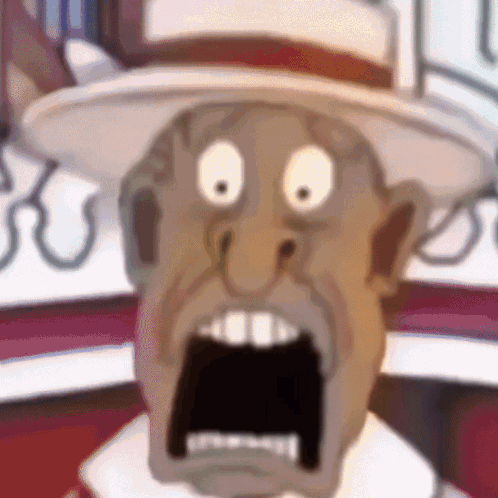 A Close Up Of A Cartoon Character With A Surprised Expression On His Face GIF