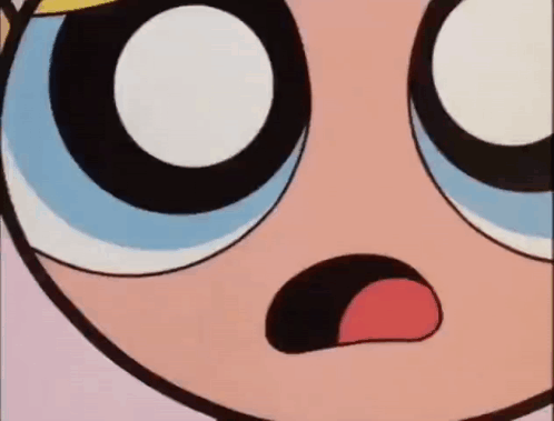 A Close Up Of A Cartoon Character With A Surprised Look On Her Face . GIF