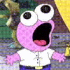 A Close Up Of A Cartoon Character With A Surprised Look On His Face GIF