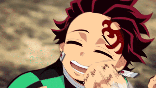 A Close Up Of A Cartoon Character With A Tattoo On His Forehead GIF