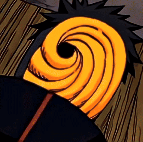 A Close Up Of A Cartoon Character With A Yellow Swirl Around His Face GIF