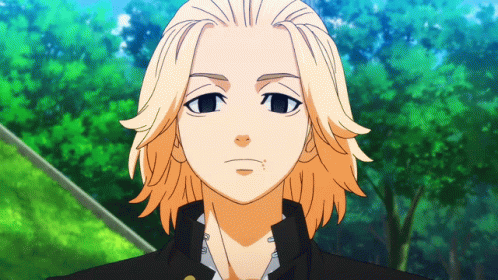 A Close Up Of A Cartoon Character With Blonde Hair And Blue Eyes GIF