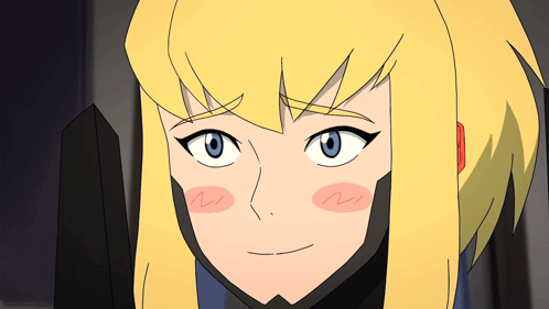 A Close Up Of A Cartoon Character With Blonde Hair GIF