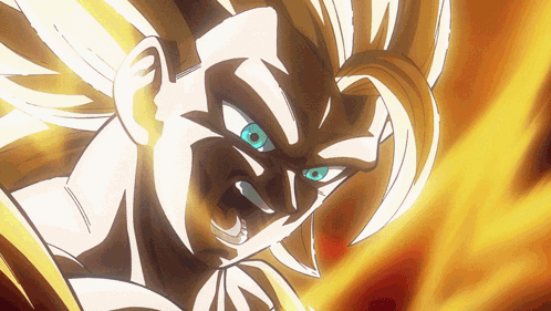 A Close Up Of A Cartoon Character With Blue Eyes And Yellow Hair GIF