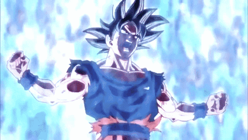 A Close Up Of A Cartoon Character With His Arms Outstretched And A Blue Background . GIF
