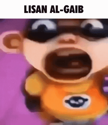 A Close Up Of A Cartoon Character With His Mouth Open And The Words Lisan Al-Gaib Above It GIF