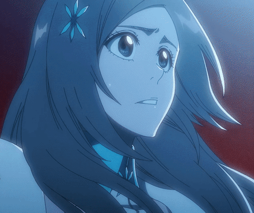 a close up of a cartoon character with long hair and a flower in her hair