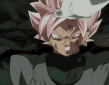 A Close Up Of A Cartoon Character With Pink Hair And A Black Shirt . GIF