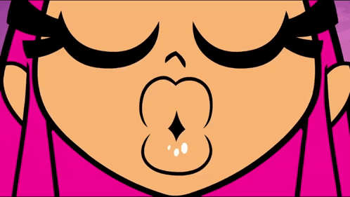 A Close Up Of A Cartoon Character With Pink Hair Making A Funny Face . GIF