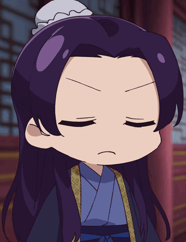 Purple Hair And Eyes Cartoon Character GIF