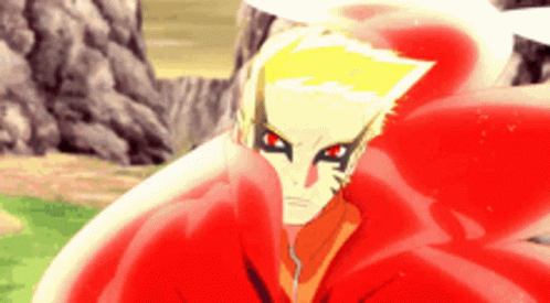 A Close Up Of A Cartoon Character With Red Eyes And A Yellow Hair GIF