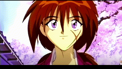 A Close Up Of A Cartoon Character With Red Hair And Purple Eyes GIF