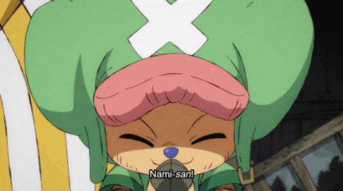 a close up of a cartoon character with the words nami-san on it