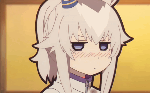 A Close Up Of A Cartoon Character With White Hair And A Horn GIF