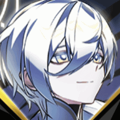 A Close Up Of A Cartoon Character With White Hair And Blue Eyes GIF