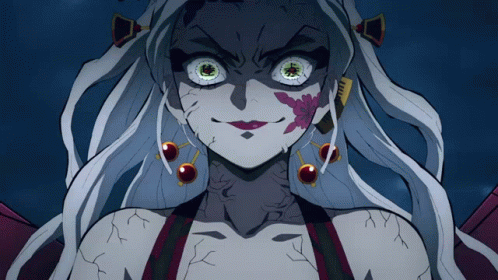 A Close Up Of A Cartoon Character With White Hair And Red Eyes GIF