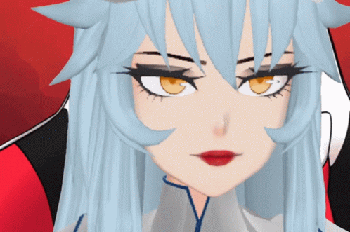 A Close Up Of A Cartoon Character With White Hair GIF