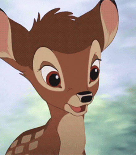 A Close Up Of A Cartoon Deer 'S Face GIF