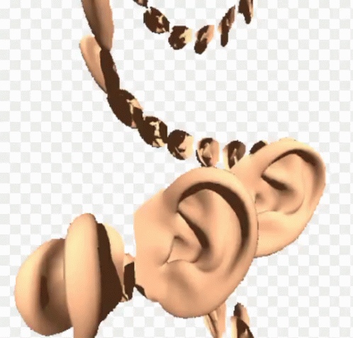 A Close Up Of A Cartoon Ear With A Necklace Around It GIF
