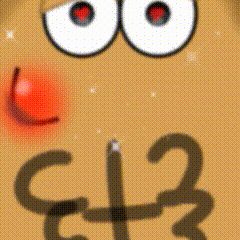 A Close Up Of A Cartoon Face With A Red Nose And The Number 3 Written In Black GIF
