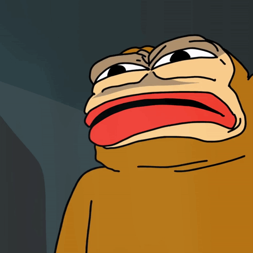 A Close Up Of A Cartoon Frog With A Big Red Mouth GIF
