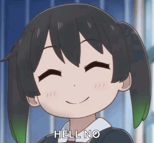 A Close Up Of A Cartoon Girl Smiling And Saying Hell No . GIF