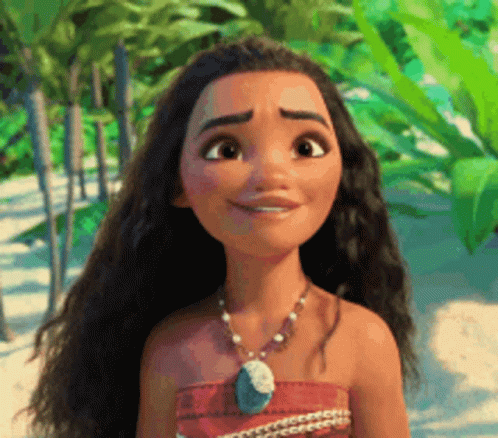 A Close Up Of A Cartoon Girl With Long Hair Wearing A Necklace . GIF