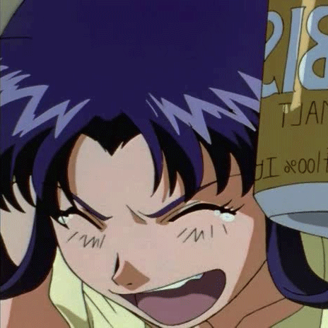 A Close Up Of A Cartoon Girl With Purple Hair Holding A Can Of Food . GIF