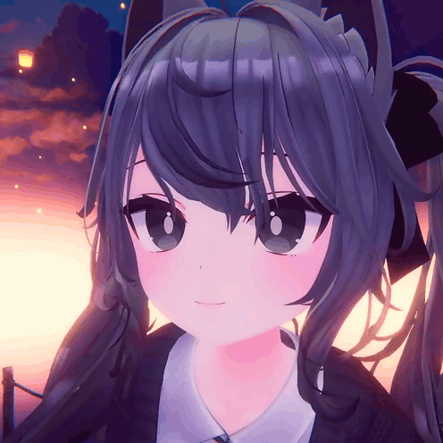 A Close Up Of A Cartoon Girl With Purple Hair GIF