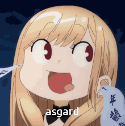 Cartoon Girl With Asgard Text GIF