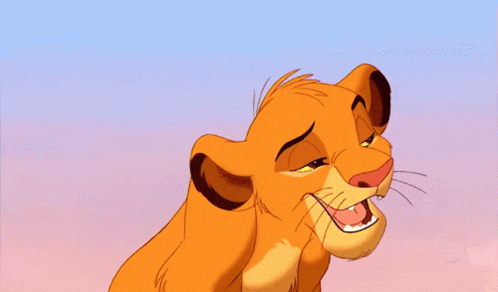A Close Up Of A Cartoon Lion With Its Mouth Open GIF