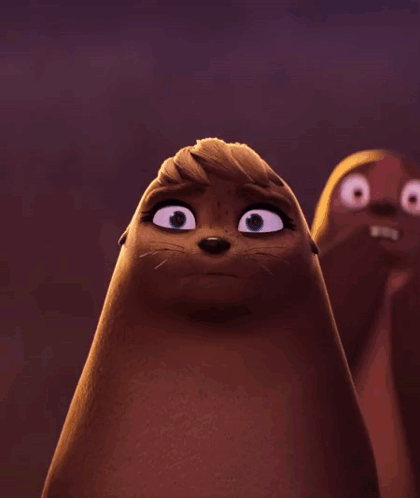 A Close Up Of A Cartoon Otter With A Surprised Look On Her Face GIF
