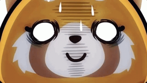 A Close Up Of A Cartoon Panda 'S Face With White Eyes And A Surprised Look On His Face . GIF