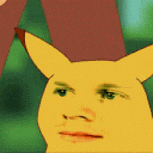 A Close Up Of A Cartoon Pikachu With A Human Face . GIF