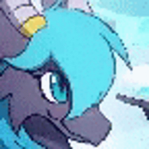 A Close Up Of A Cartoon Pony With A Blue Mane Standing In The Snow . GIF