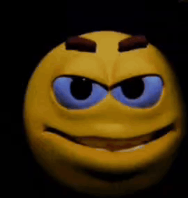 A Close Up Of A Cartoon Smiley Face With Big Eyes GIF