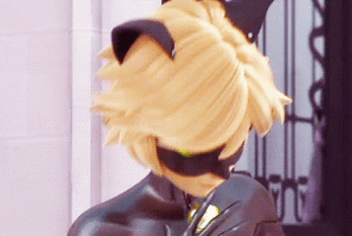 A Close Up Of A Cat Noir From Miraculous Ladybug Wearing A Cat Mask . GIF