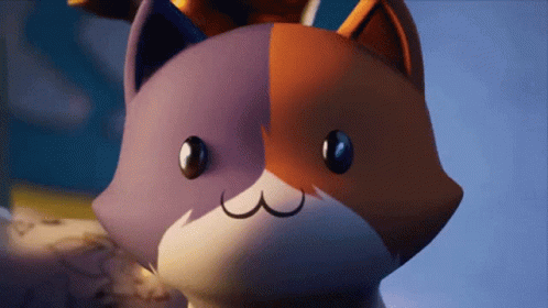 A Close Up Of A Cat 'S Face With A Purple And Orange Fur GIF
